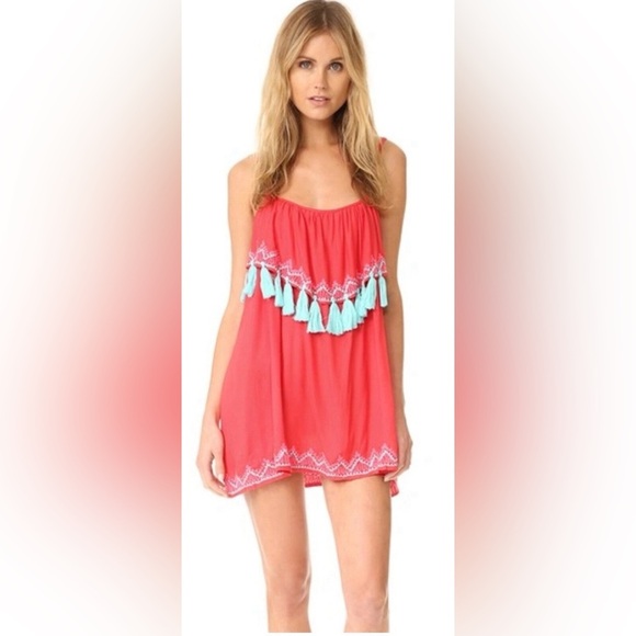 Tiare Hawaii O/S Tassels Beach Cover Up Vacation Mini Dress Boho Aztec Tribal - Picture 1 of 11